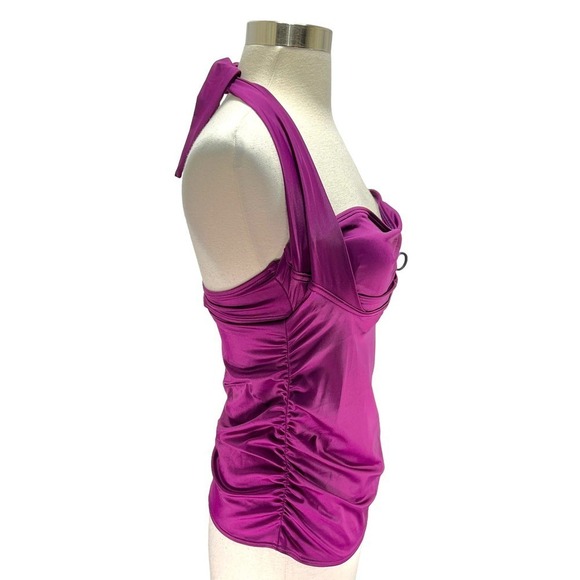 Soma NWT Bra Cup Sized Convertible Halter Shaping Tankini Top Henna Plum 34DD - Picture 9 of 16